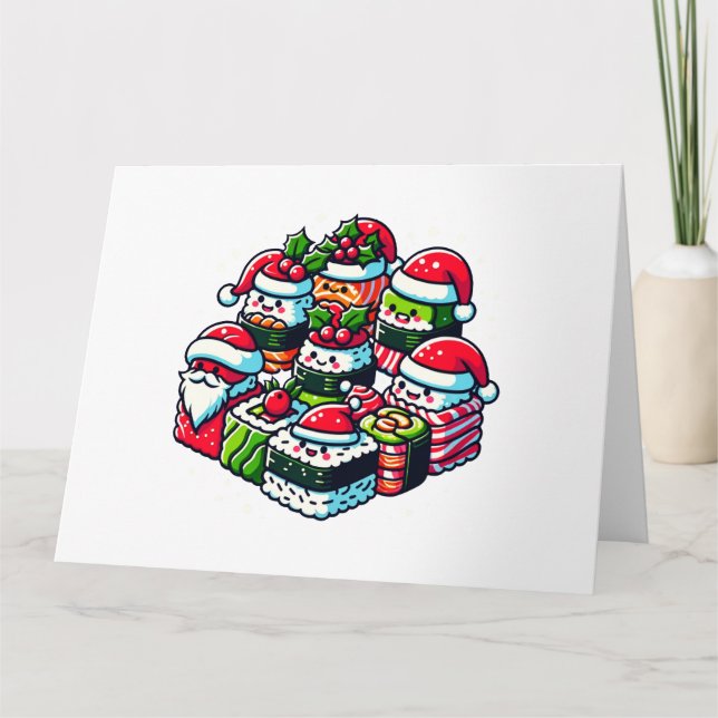 Tarjeta La delicia del sushi en Santa Claus - Arte de Navi (Anverso)