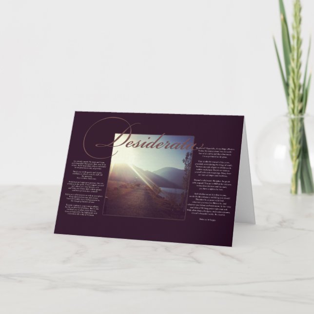 Tarjeta La Desiderata | Poema Inspirador sobre la vida (Anverso)