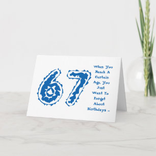 Tarjeta La diversión, 67.o cumpleaños, olvida ella, azul,