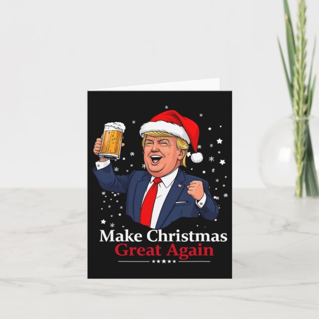 Tarjeta La divertida cerveza Trump que bebe Navidades 2024 (Anverso)