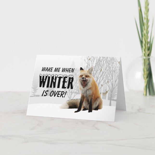 Tarjeta La Divertida Fox De Woodland Cansada De Invierno F (Anverso)