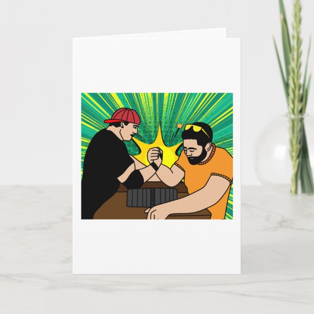 Tarjeta La divertida lucha armada colorida (Anverso)