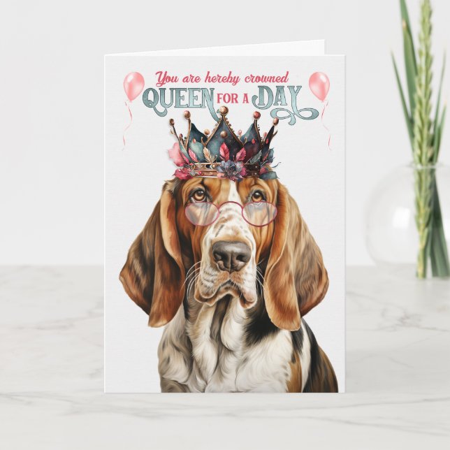Tarjeta La divertida Reina de Perro del Estanque de Basset (Anverso)