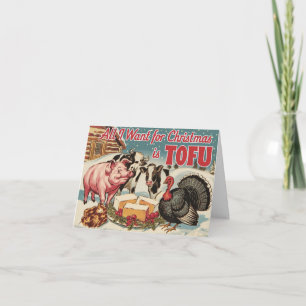 Tarjeta La divertida Vegetariana Navidades Tofu