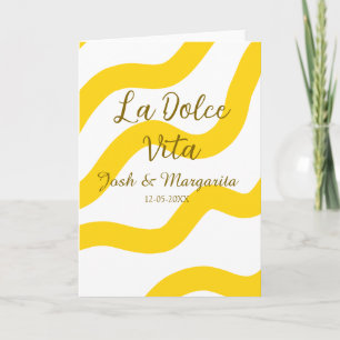 Tarjeta La Dolce Vita pareja de bodas amarillos Nombre fec