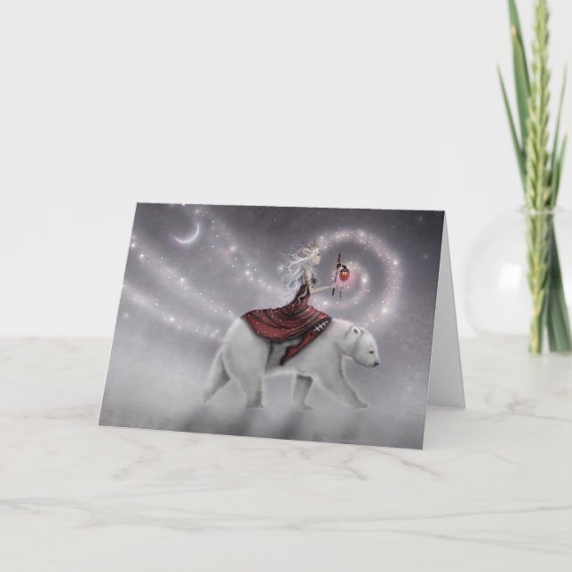 Tarjeta La Doncella del Viaje y el Oso Polar Arte Fantásti (Anverso)