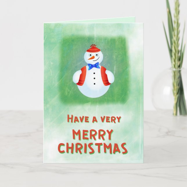 Tarjeta La dulce navidad de Snowman Merry (Anverso)