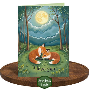 Tarjeta La dulce pareja de Fox que duerme en el bosque de 