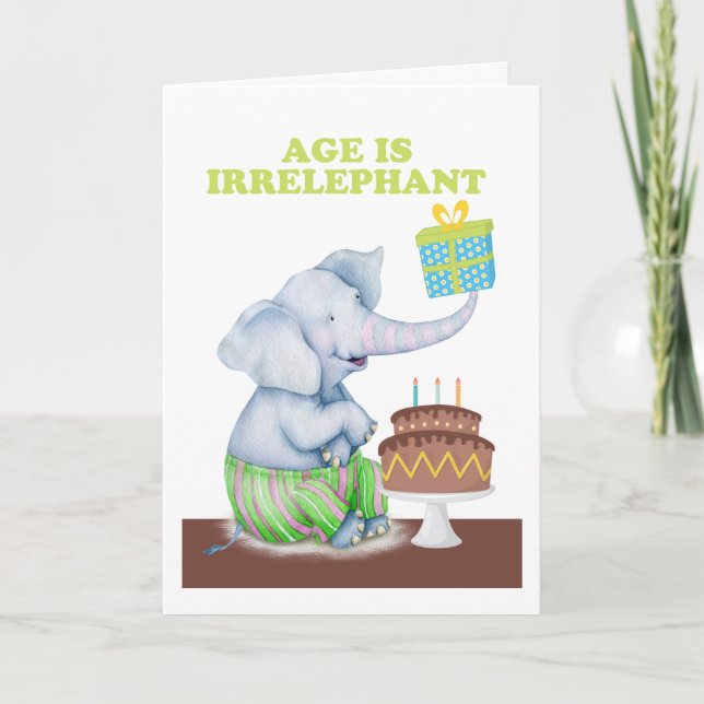 Tarjeta La edad de cumpleaños del elefante es irrelevante (Anverso)