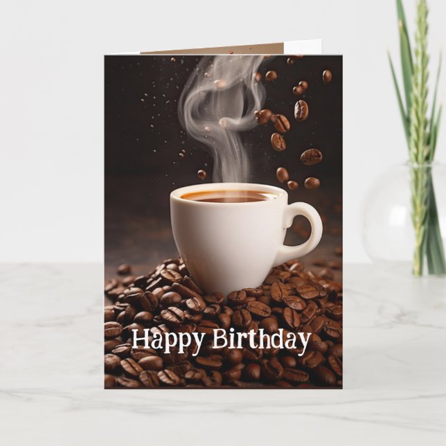 Tarjeta La edad de cumpleaños es mejor con el café diverti (Anverso)
