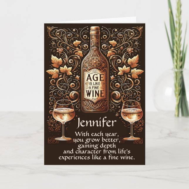 Tarjeta La edad de nacimiento es como un buen vino (Anverso)