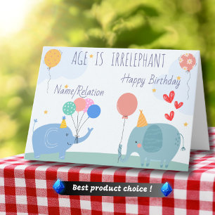 Tarjeta La edad es irrefrenable Cute Elephant Funny Cumple