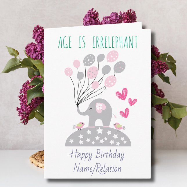 Tarjeta La edad es irrefrenable Cute Elephant Funny Cumple (Subido por el creador)