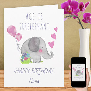 Tarjeta La edad es Irrelefante Divertido Cumpleaños Elefan