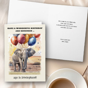 Tarjeta La edad es Irrelefante Elefante Cumpleaños Diverti