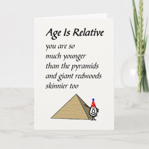 Tarjeta La edad es relativa - un divertido poema de feliz 