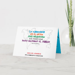 Tarjeta La educación cambia el mundo. 1º dame nombres.