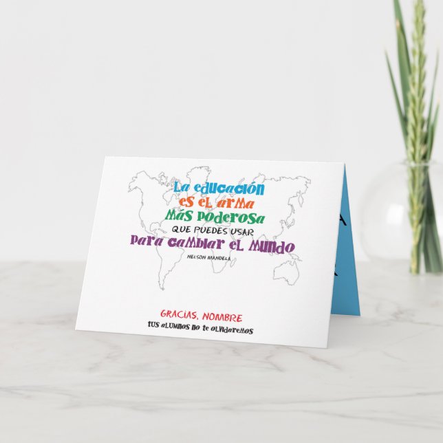 Tarjeta La educación cambia el mundo. 1º dame nombres. (Anverso)