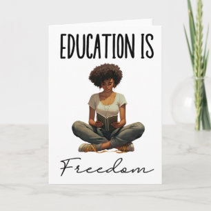 Tarjeta La educación es libertad Libros de maestros negros