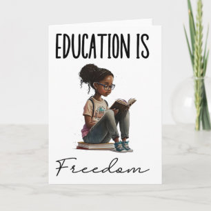 Tarjeta La educación es libertad Libros de maestros negros