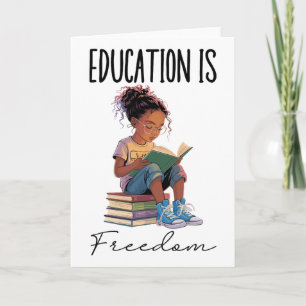 Tarjeta La educación es libertad Libros de maestros negros
