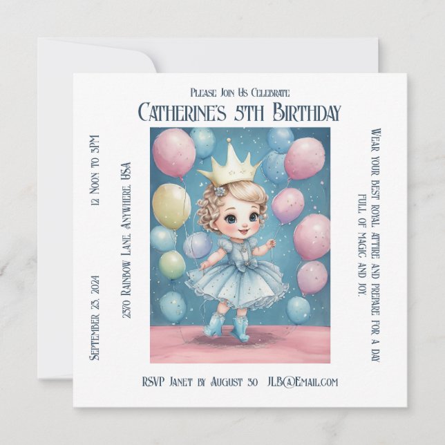 Tarjeta La encantada celebración del cumpleaños de la prin (Anverso)