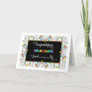 Tarjeta La enhorabuena gradúa, los colores vivos en