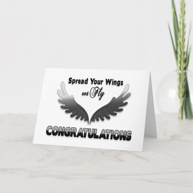 Tarjeta La enhorabuena, separa sus alas y vuela (Anverso)