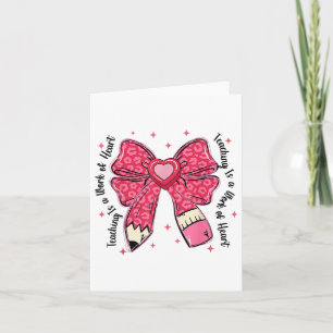 Tarjeta La enseñanza del Día de San Valentín Coquette Bow 