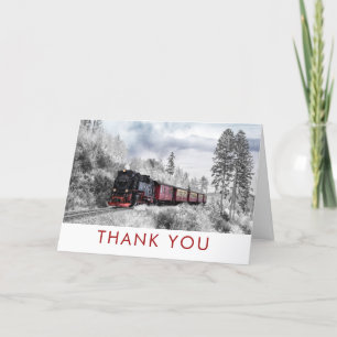 Tarjeta La escena del navidad del invierno del tren del