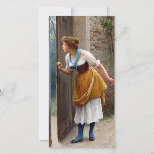 Tarjeta La escuchadora (de Eugene de Blaas) (Anverso)