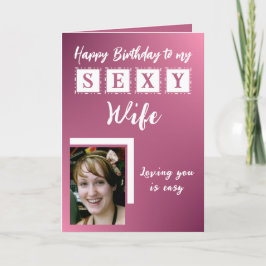Tarjeta La esposa sexy agrega foto de cumpleaños rosa
