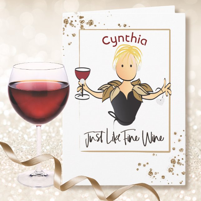 Tarjeta La espuma de oro negro de vino rojo para su cumple (Subido por el creador)