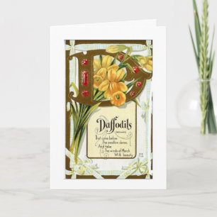 Tarjeta La etiqueta del tarro de los narcisos del vintage
