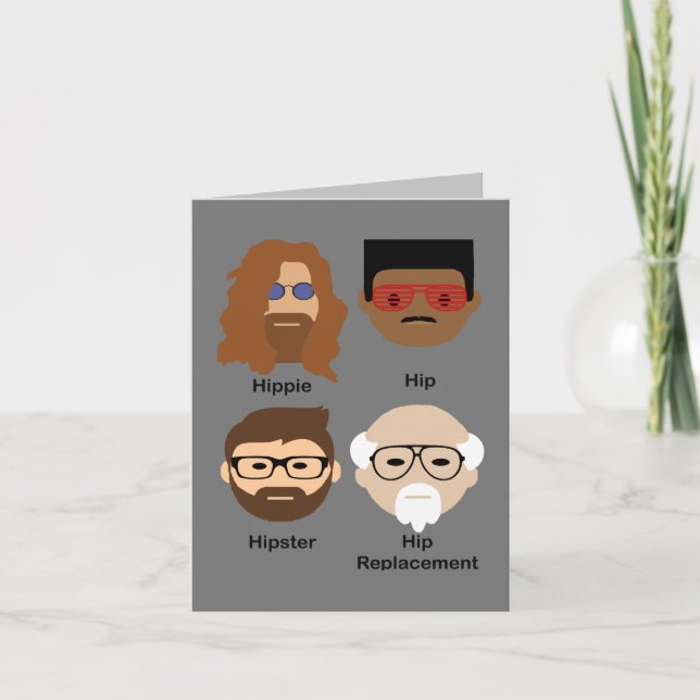 Tarjeta La evolución de la cadera - de hippie a reemplazo  (Anverso)