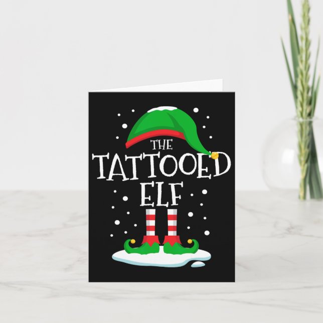 Tarjeta La Familia De Navidades De Elf Tattoed Que Coincid (Anverso)
