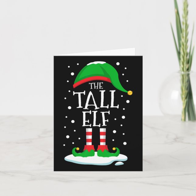 Tarjeta La familia de Navidades Elfos de Tall (Anverso)