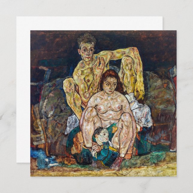 Tarjeta La familia | Egon Schiele | (Anverso / Reverso)