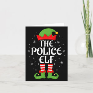 Tarjeta La familia Elf de la policía celebra la Navidad de