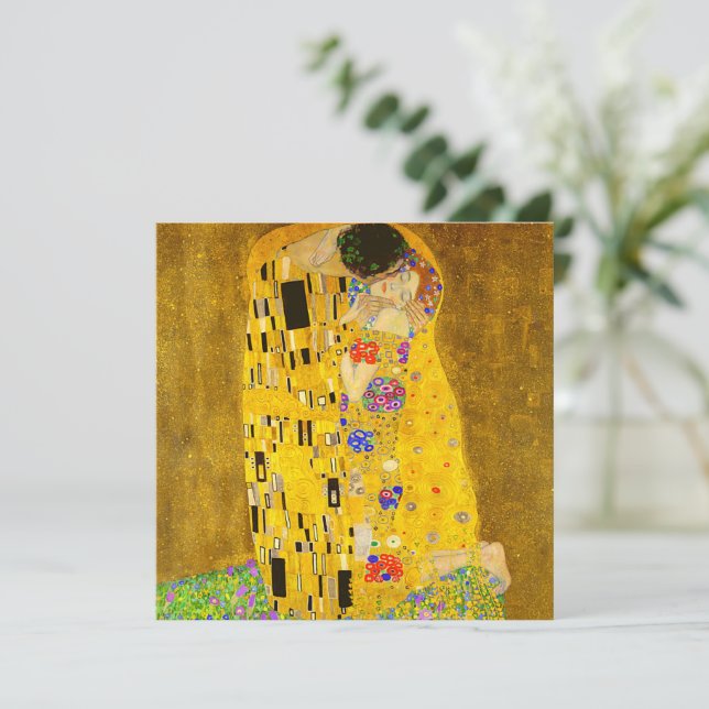 Tarjeta La famosa pintura de Gustav Klimt en The Kiss. (Anverso de pie)