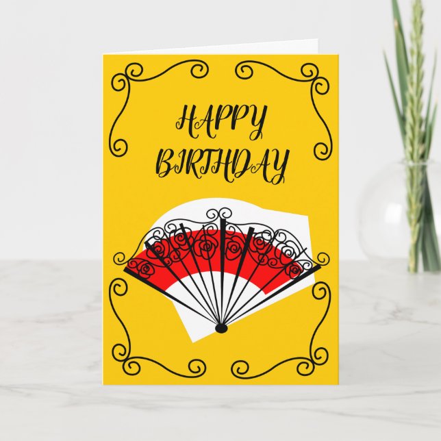 Tarjeta La fan española arrincona vertical del cumpleaños (Anverso)