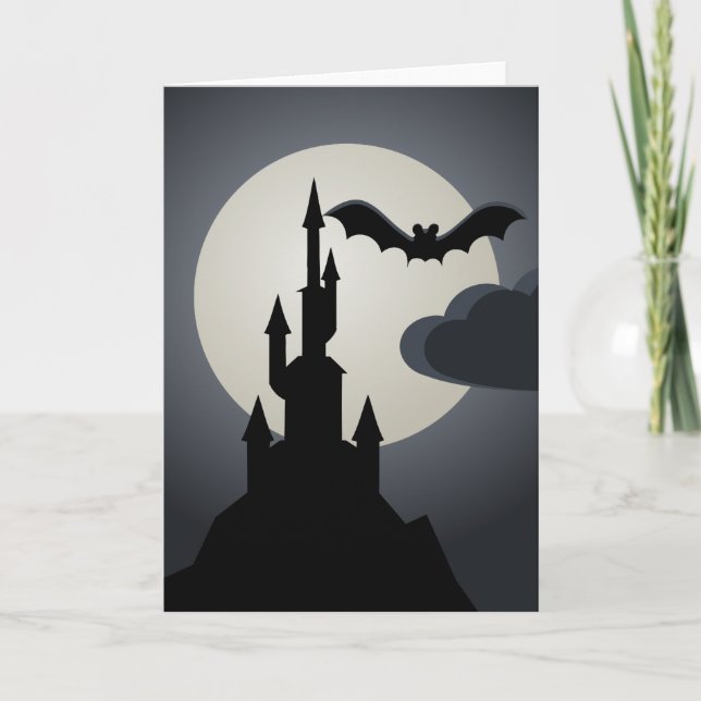 Tarjeta La fantasmagórica Halloween obsesionada con la cas (Anverso)
