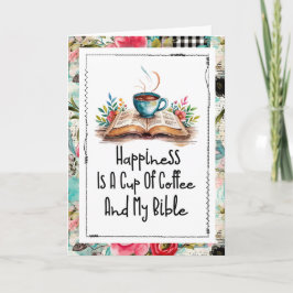 Tarjeta La Felicidad Es Café y Mi Biblia