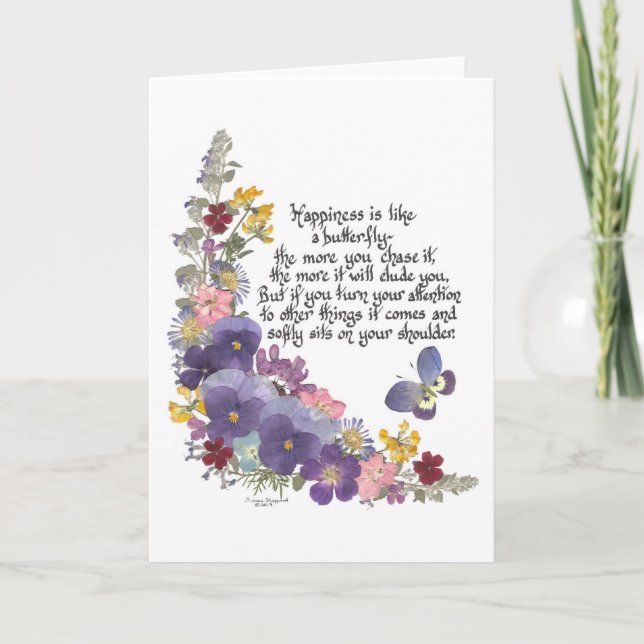 Tarjeta La felicidad es como una mariposa (Anverso)
