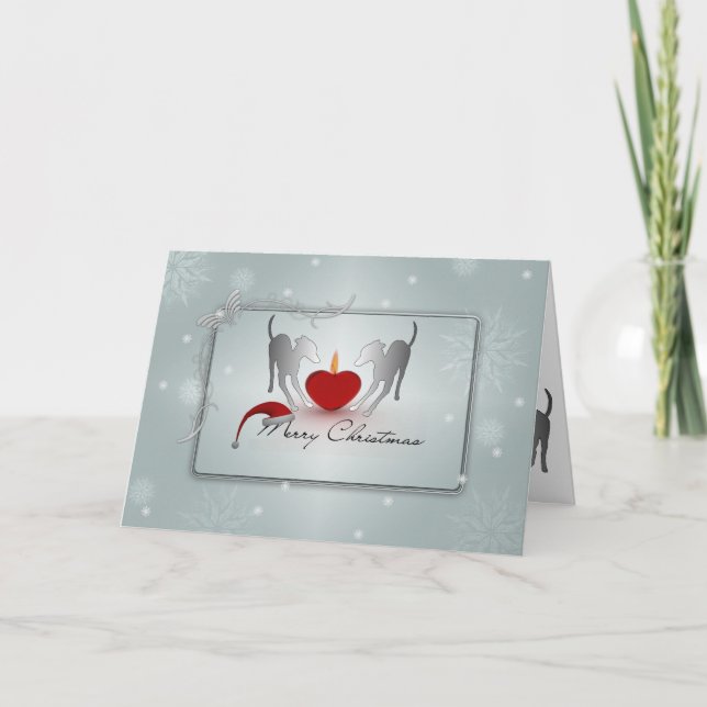 Tarjeta La Feliz Navidad del Greyhound italiano (Anverso)