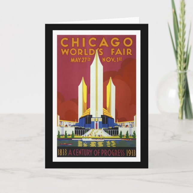 Tarjeta La "feria de mundo, Chicago, 1933" vintages (Anverso)