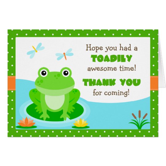 Tarjeta La fiesta de cumpleaños de la rana le agradece