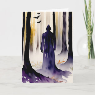 Tarjeta La figura en la Halloween forestal