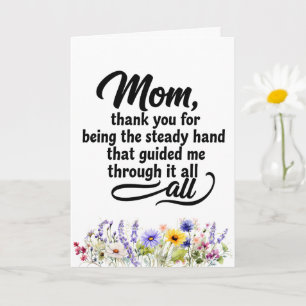 Tarjeta La firme mano de mamá me guió Acuarela flor silves