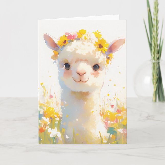 Tarjeta La flor coronada por la alpaca (Anverso)
